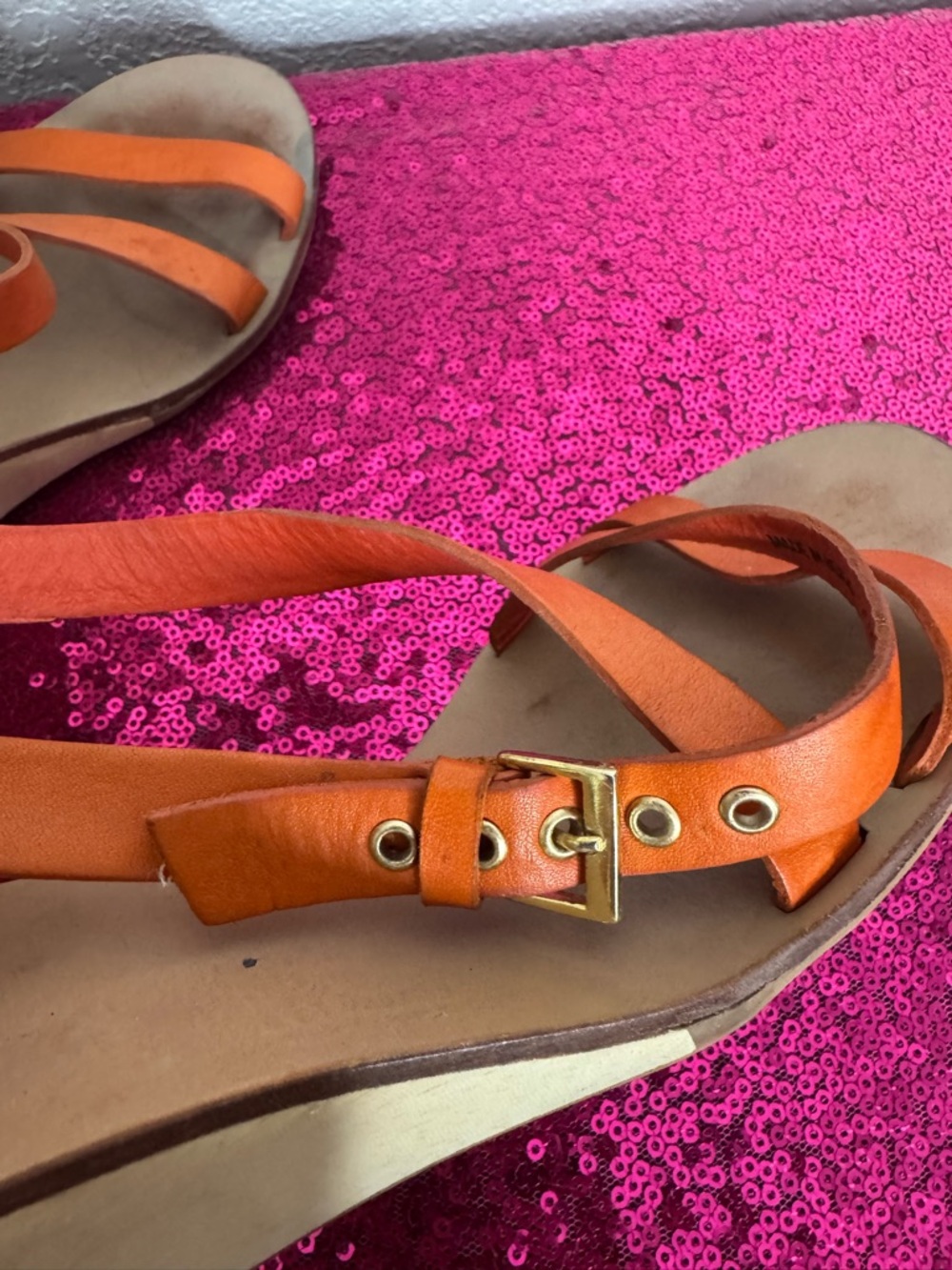 kate spade Tan Leather Strappy Wedge Sandals - Picture 9 of 12